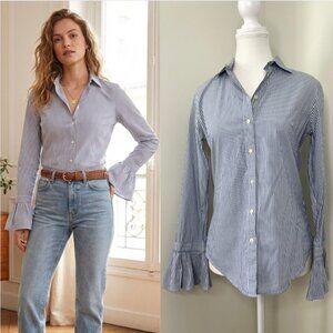 Banana Republic Tailored Fit Striped Blouse with Bell Cuffs 2